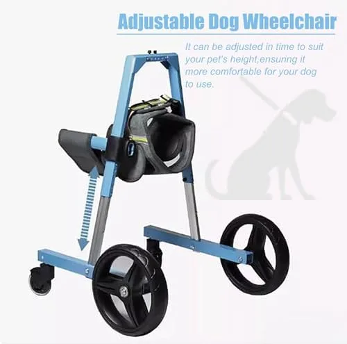 Vista 2 de Front Leg Dog Wheelchair - 4-Wheel Mobility Cart for Injured/Paralyzed Dogs - Assistive Rehabilitation Device for Large Pets - Enhance Movement &