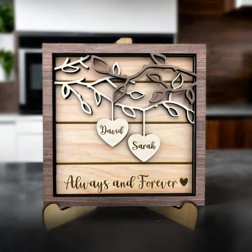 Vista 5 de Letrero de madera grabado para parejas, árbol de regalo con nombre personalizado, día de San Valentín para él/ella, novio, novia, recién casados