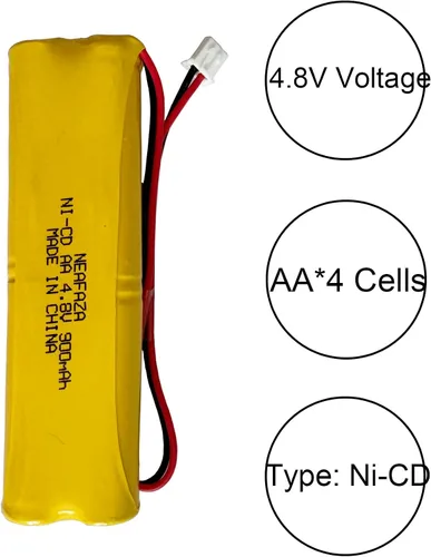 Vista 3 de D-AA650Bx4 Ni-CD 4.8V 900mAh Señal de salida Batería de iluminación de emergencia compatible con Unitech Dual-Lite 0120859 Ni-CD AA 650mAh E1021R