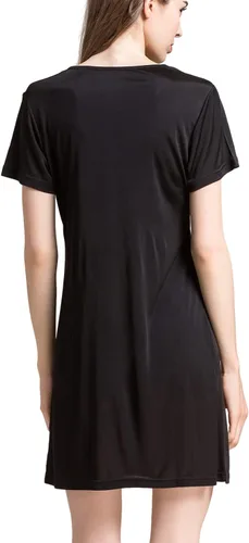 Vista 4 de Grenasasilk Camisón de seda de manga corta para mujer, camisón de seda de morera pura, cuello redondo, ropa de dormir