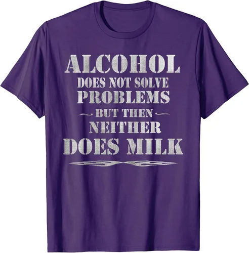Vista 12 de Alcohol Does Not Solve Problems. But Then, Neither Does Milk T-Shirt Asphalt Grey