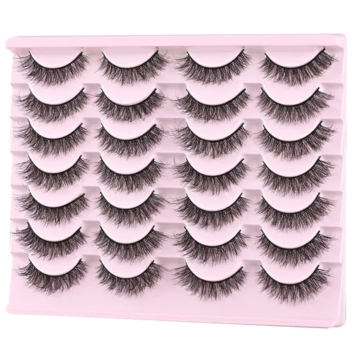 Vista 4 de FARRED Pestañas esponjosas 8D, pestañas postizas de aspecto natural, pestañas postizas cortas, 24 pares