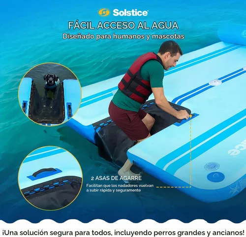 Vista 4 de SOLSTICE Inflatable Pup Plank, Dog Water Ramp for Boats & Docks - Floating Platform for Pets for Lake, River, Beach & Swimming Pool, Includes Pump