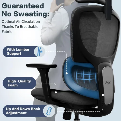 Vista 6 de Silla de oficina ergonómica Silla de computadora grande y alta de malla