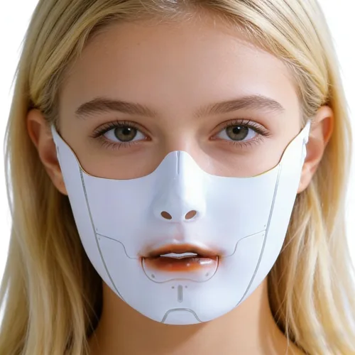 Vista 3 de Cyberpunk Poker Robot Mask for Teens & Adults (Ages 14+), White Mechanical Doll Mask with Playing Card Patterns Blanco