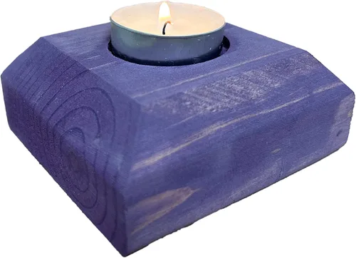 Vista 16 de Portavelas de madera para velas de té, 3.5 pulgadas, decoración del hogar de mesa (vela no incluida) (1, azul, barco)
