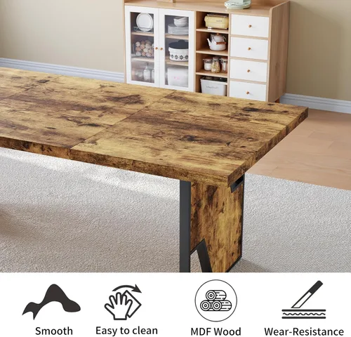 Vista 4 de Mesa de comedor moderna de 70.8", mesa de cocina de madera para 4-6 Una mesa