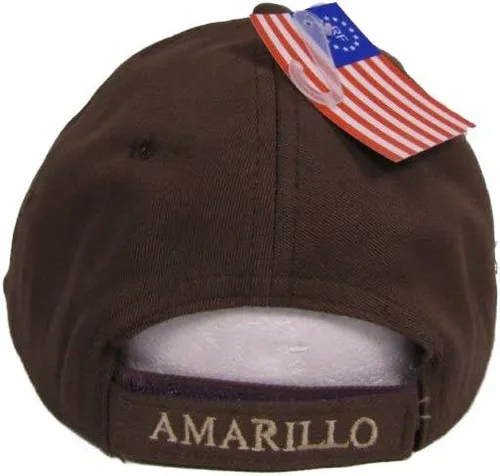 Vista 2 de AES Texas Amarillo Subasta de Ganado Marrón y Caqui Gorra Bordada Sombrero, Multi