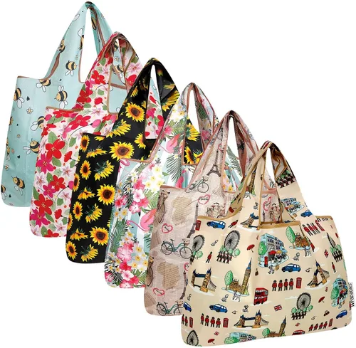 Vista 18 de allydrew Bolsas grandes plegables de nailon reutilizables para comestibles, paquete de 6