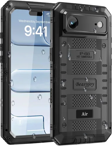 Vista 28 de Beasyjoy Funda impermeable para iPhone 13, funda de metal con protector de pantalla integrado, resistente protección de cuerpo completo, grado