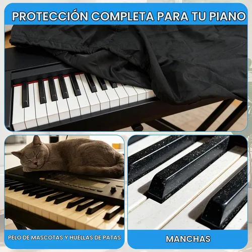 Vista 6 de Cubierta antipolvo para teclado de piano de 61 teclas con banda elástica duradera y bloqueo de cuerda, adecuado para pianos electrónicos digitales