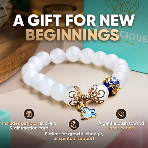 Vista 32 de Conscious Items Pulseras espirituales para mujeres y hombres, pulsera de cristal curativo con piedras naturales para meditación, alineación