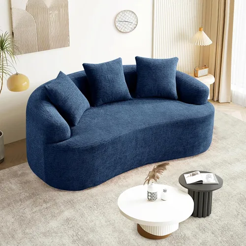 Vista 17 de Sofá modular curvado de 110 pulgadas para sala de estar, moderno sofá modular de felpa de felpa de gran tamaño con asiento profundo comprimido sin