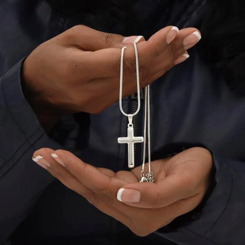 Vista 4 de Collar de cruz de oración de oficial de policía grabado personalizado, regalo de graduación de la academia de policía, joyería religiosa