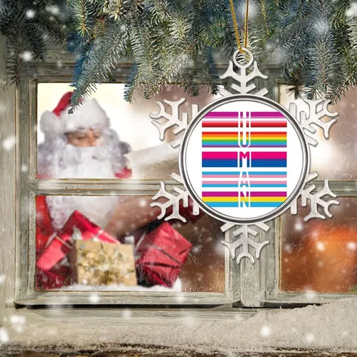 Vista 6 de Adorno de Navidad de metal gay con copo de nieve de metal, homosexuales, lesbianas, homosexuales, adornos de Navidad para árbol, derechos