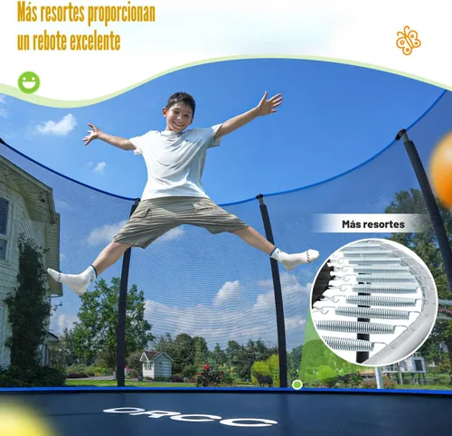 Vista 8 de ORCC Kids Trampoline Outdoor 8FT 10FT 12FT 14FT 15FT 16FT with Enclosure, Non-Slip Ladder & Anti-Rust Coated Frame, 1200LBS Weight Capacity