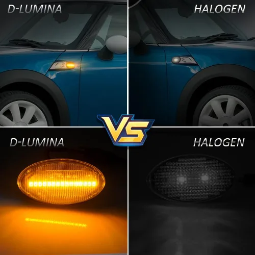 Vista 3 de D-Lumina Luces LED Secuenciales de Marcador Lateral Señal de Giro Conjunto de Lámpara Intermitente Lente Transparente para MINI Cooper R50 R52 R53