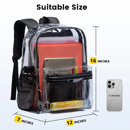 Vista 2 de Vorspack Mochila transparente de PVC resistente con correa reforzada para el lugar de trabajo universitario