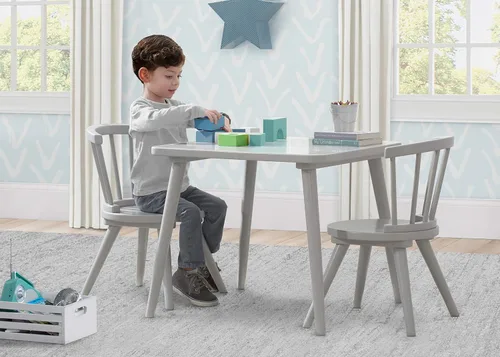 Vista 3 de Delta Children Windsor - Juego de sillas de mesa de madera para niños (2 sillas incluidas), ideal para artes y manualidades, merienda, educación