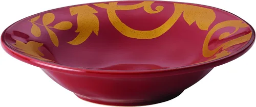 Vista 4 de Rachael Ray Vajilla Gold Scroll - Cuenco redondo de 10 pulgadas, crema de almendras