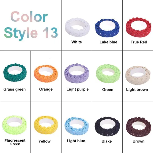 Vista 4 de PH PandaHall Cinta de encaje autoadhesiva de 26 yardas, 13 colores, cinta de encaje de 5/8 pulgadas, cinta de algodón, suministros de fabricación