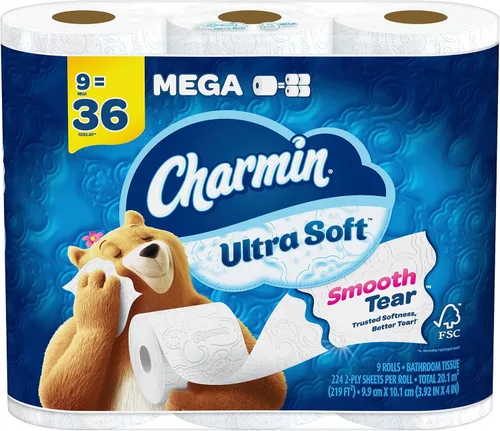 Vista 17 de Charmin Papel higiénico ultra suave, 18 rollos Mega XL = 108 rollos regulares