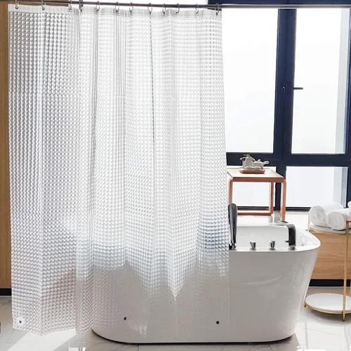 Vista 13 de NTBAY - Cortina de ducha transparente de etilvinilacetato, repelente al agua, para cabina de ducha de baño, tejido gofre a cuadros, 72 x 72 pulgadas