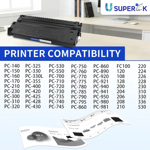 Vista 2 de USUPERINK 1PK E40 Compatible para Canon E40 E30 E31 E16 E20 1491A002AA Cartucho de tóner negro para PC140 PC170 PC320 PC430 PC920 PC940 PC941 PC980