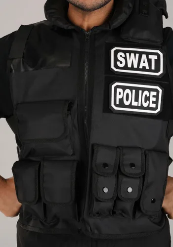 Vista 3 de Disfraz Chaleco Deluxe Equipo SWAT Talla Plus para Adultos Multicolor