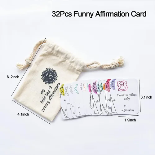 Vista 3 de Juego de 32 tarjetas divertidas de afirmación para mujeres, regalo de My Little Bag Of Sweary Afirmations Daily Afirmation Cards Set para adultos