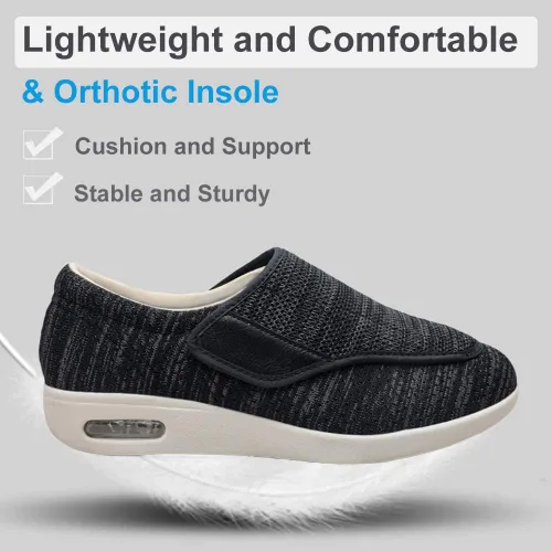 Vista 3 de Zapatos para diabéticos, ligeros y anchos para caminar, con cierres ajustables para edema diabético, fascitis plantar, juanetes, artritis, pies