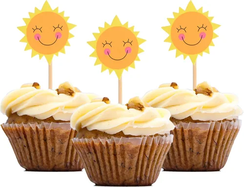 Vista 9 de Decoración para cupcakes de primer cumpleaños, decoración de pastel de sol, alimentos y frutas, para baby shower, decoraciones de cumpleaños
