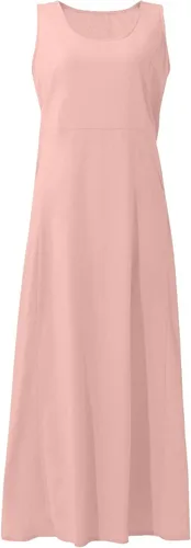 Vista 3 de Vestido largo medio de manga corta y algodón sólido para mujer 2022