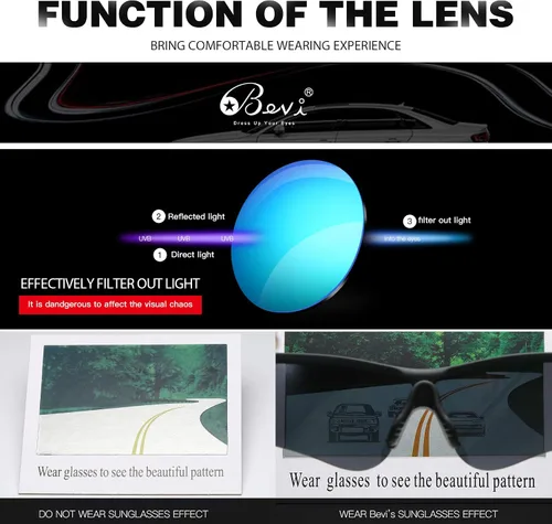 Vista 4 de Bevi Gafas de sol deportivas polarizadas para hombres y mujeres béisbol correr ciclismo golf tr90 marco duradero y ultraligero
