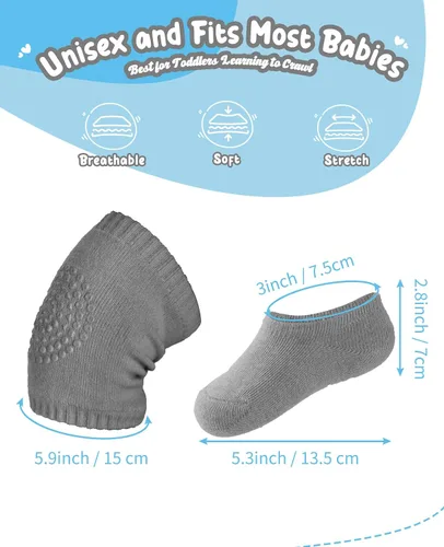 Vista 5 de BOSONER Calcetines antideslizantes para bebés, niños y niñas, el mejor regalo para bebés, rodilleras unisex para bebés y niños pequeños