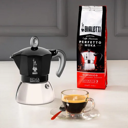 Vista 4 de Bialetti – Moka Induction, cafetera Moka, apta para todo tipo de parrillas, 2 tazas de espresso (80 ml), 90 mililitros, negro