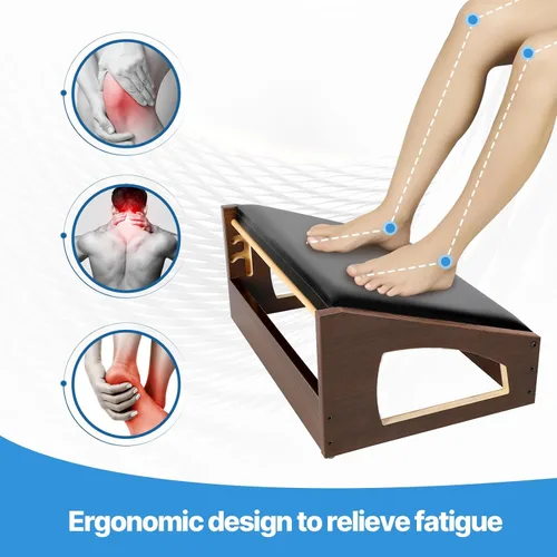 Vista 2 de Reposapiés ergonómico, 4 alturas ajustables, reposapiés debajo del escritorio, almohadillas suaves, reposapiés para oficina, mejora la postura