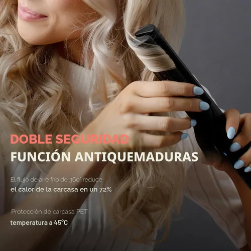 Vista 4 de TYMO Airflow 2.0 - Plancha rizadora de pelo 2 en 1, rizador de pelo 2 en 1, varita rizadora de 1.25 pulgadas para cabello largo y corto, doble Negro