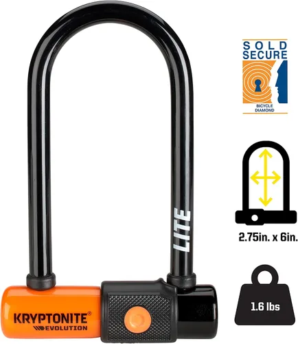 Vista 3 de Kryptonite Evolution Lite Mini-6 Candado para Bicicleta en U, Candado Antirrobo Ligero para Bicicleta en U, grillete de acero de 11 mm con llaves