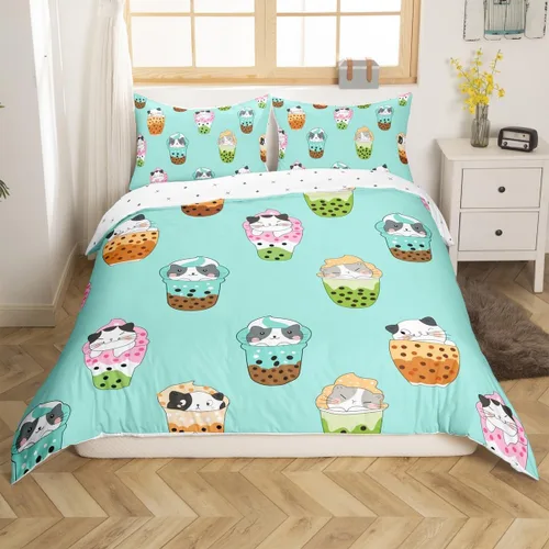 Vista 9 de Feelyou Funda de edredón de elefante de dibujos animados para niños, tamaño individual, juego de ropa de cama de cocodrilo para niños y niñas, funda