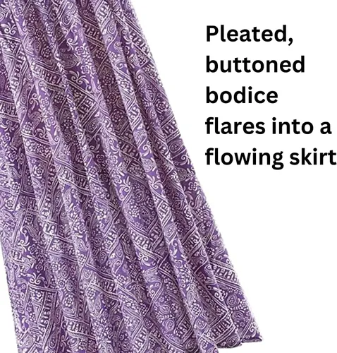 Vista 4 de Vestido de salón con estampado bandana (mediano), morado, Púrpura