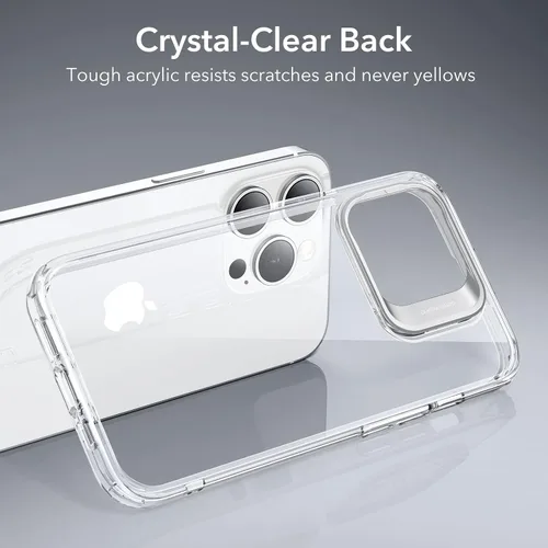 Vista 6 de ESR Funda transparente clásica compatible con iPhone 14 Pro con soporte, protección de grado militar, soporte de anillo de cámara integrado