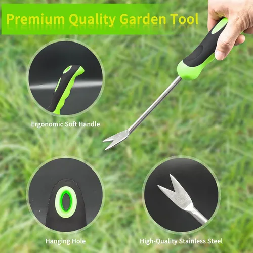 Vista 4 de Herramienta de desmalezadora manual de jardín con mango ergonómico, herramientas de deshierbe de acero inoxidable, herramienta de eliminación