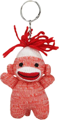 Vista 7 de Sock Monkey Llavero de 4 pulgadas – Color del peluche Sockiez – Lindo llavero accesorios Azul