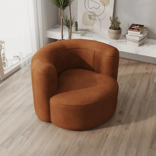 Vista 13 de Acanva - Sofá de terciopelo con respaldo curvo y diseño moderno de lujo, sofá minimalista cómodo para sala de estar, apartamento, espacio