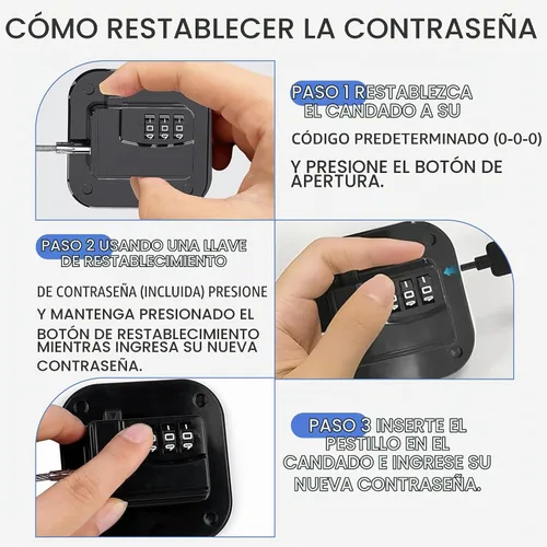 Vista 4 de Paquete de 2 combinaciones de cerraduras para refrigerador, cerradura de nevera resistente, código de 3 dígitos, no necesita llaves, cable de acero