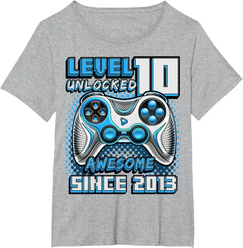 Vista 57 de Level 10 Unlocked Awesome 2013 Video Game 10th Birthday Boy T-Shirt, Negro