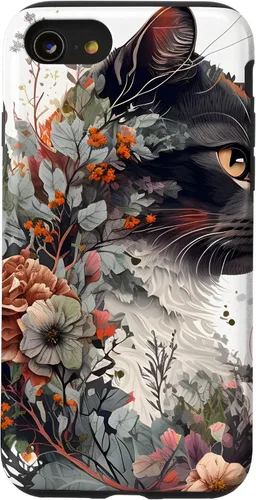 Vista 13 de Funda para iPhone 15 con diseño de gato con diseño de acuarela para jardín botánico