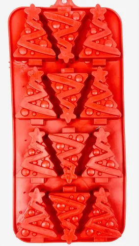 Vista 3 de Bandeja de silicona para cubitos de hielo, moldes de caramelo en 3 bandejas surtidas: árbol de Navidad rojo, copo de nieve azul polvo, hombre