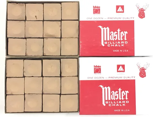 Vista 5 de Fabricado en los Estados Unidos - 2 cajas de Master Chalk - 24 piezas para tacos de piscina y puntas de billar